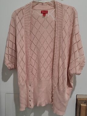 Elle Blush Diamond Eyelet Openwork Cardigan